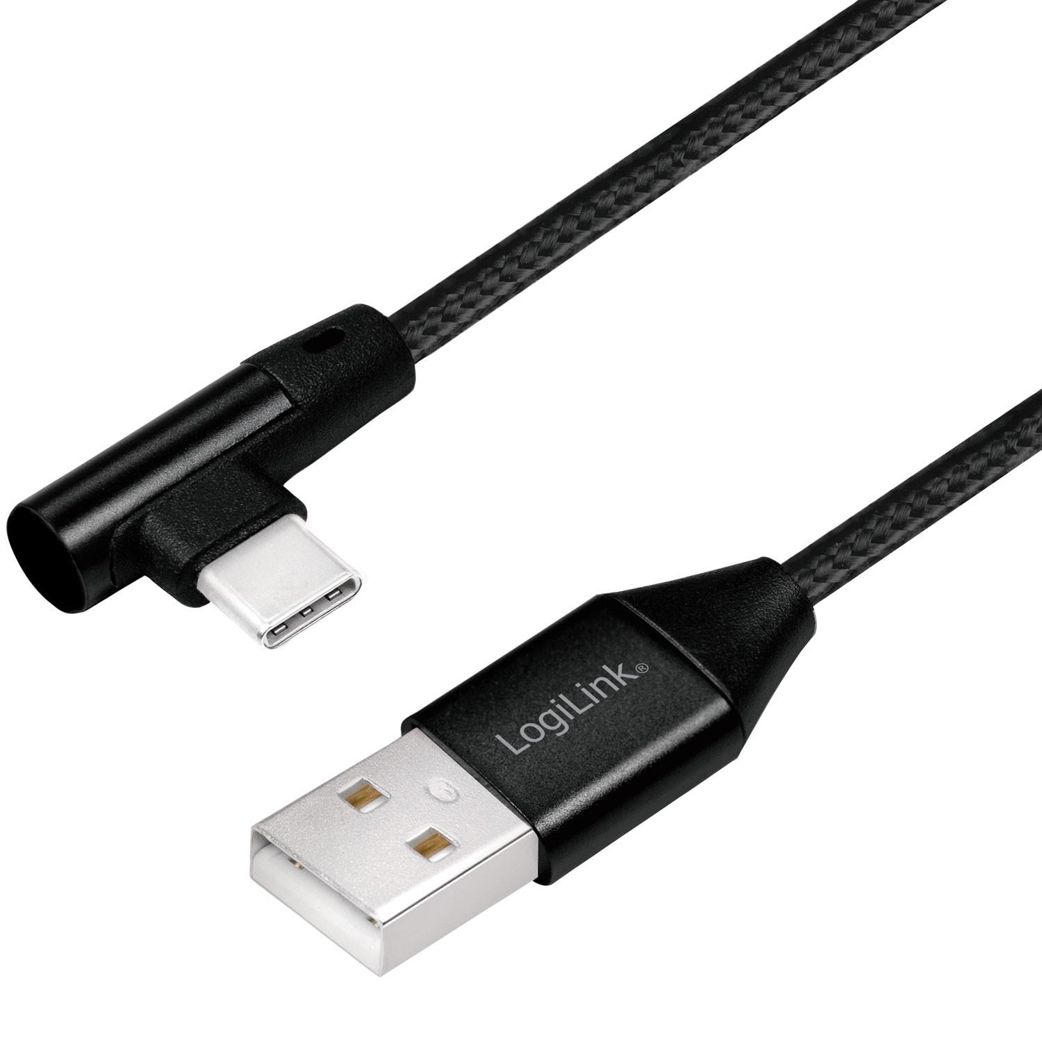 LogiLink Abgewinkeltes USB-C-Kabel USB 2.0 Max 3A 1m