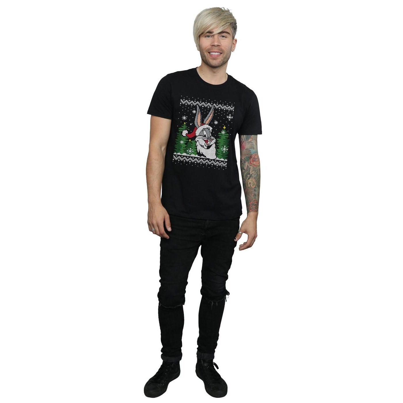 LOONEY TUNES Bugs Bunny Christmas Jumper Style T-Shirt