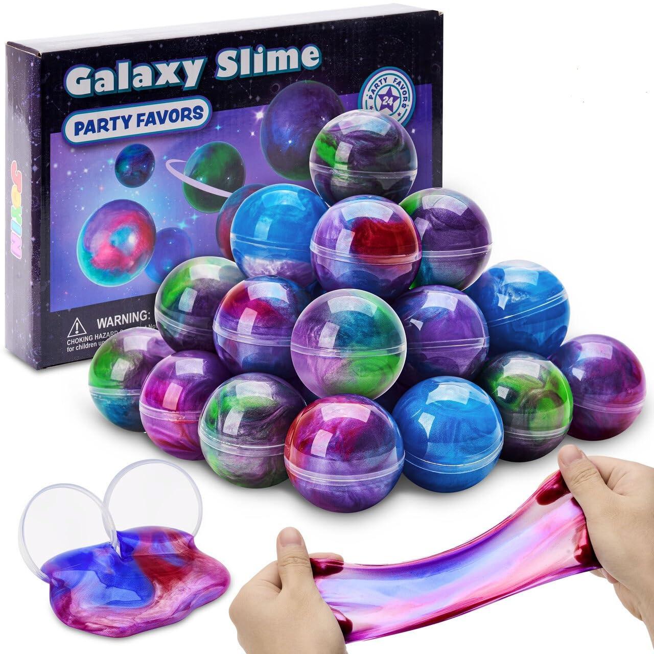 Activity-board 24er Pack Galaxy Slime Ball Partybevorzugungen - flauschig, nicht klebrig, fleckenfrei, stressabbauend, Schleimkits