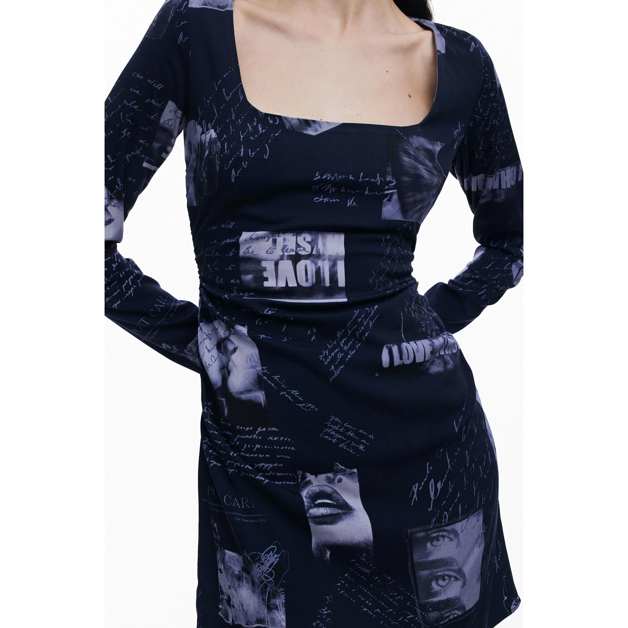 Desigual Bedrucktes Langarm Mini Kleid