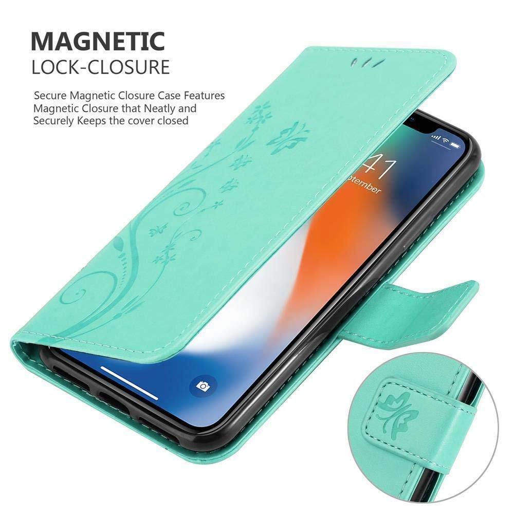 Cadorabo Hülle für Apple iPhone XS MAX Blumen Design Magnetverschluss