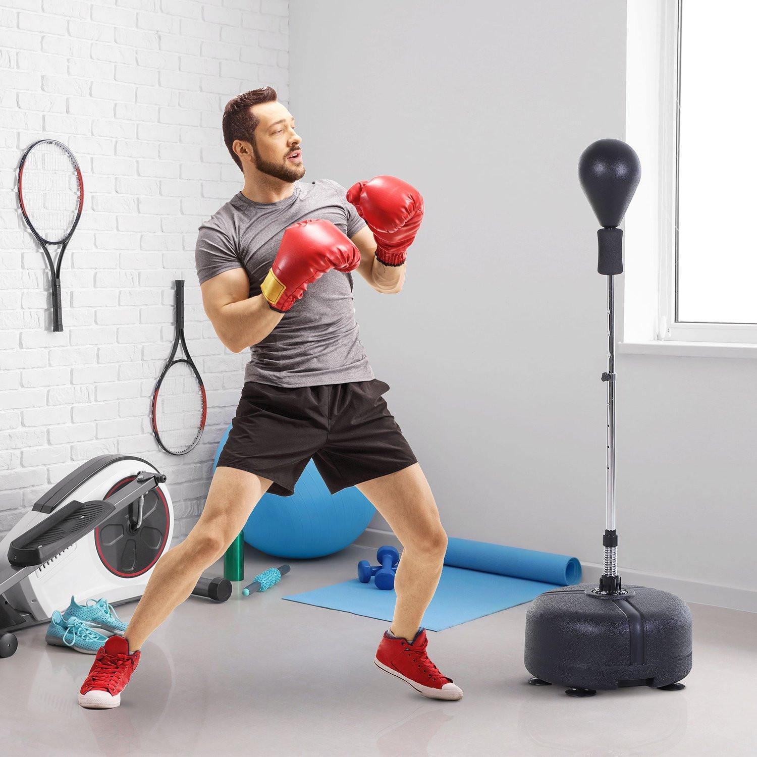 Northio Punchingball Set Standbox Training Set 136-154 Cm Höhenverstellbar Mit 1 Paar Handschuhe Geeignet Für Profis Und Anfänger Schwarz