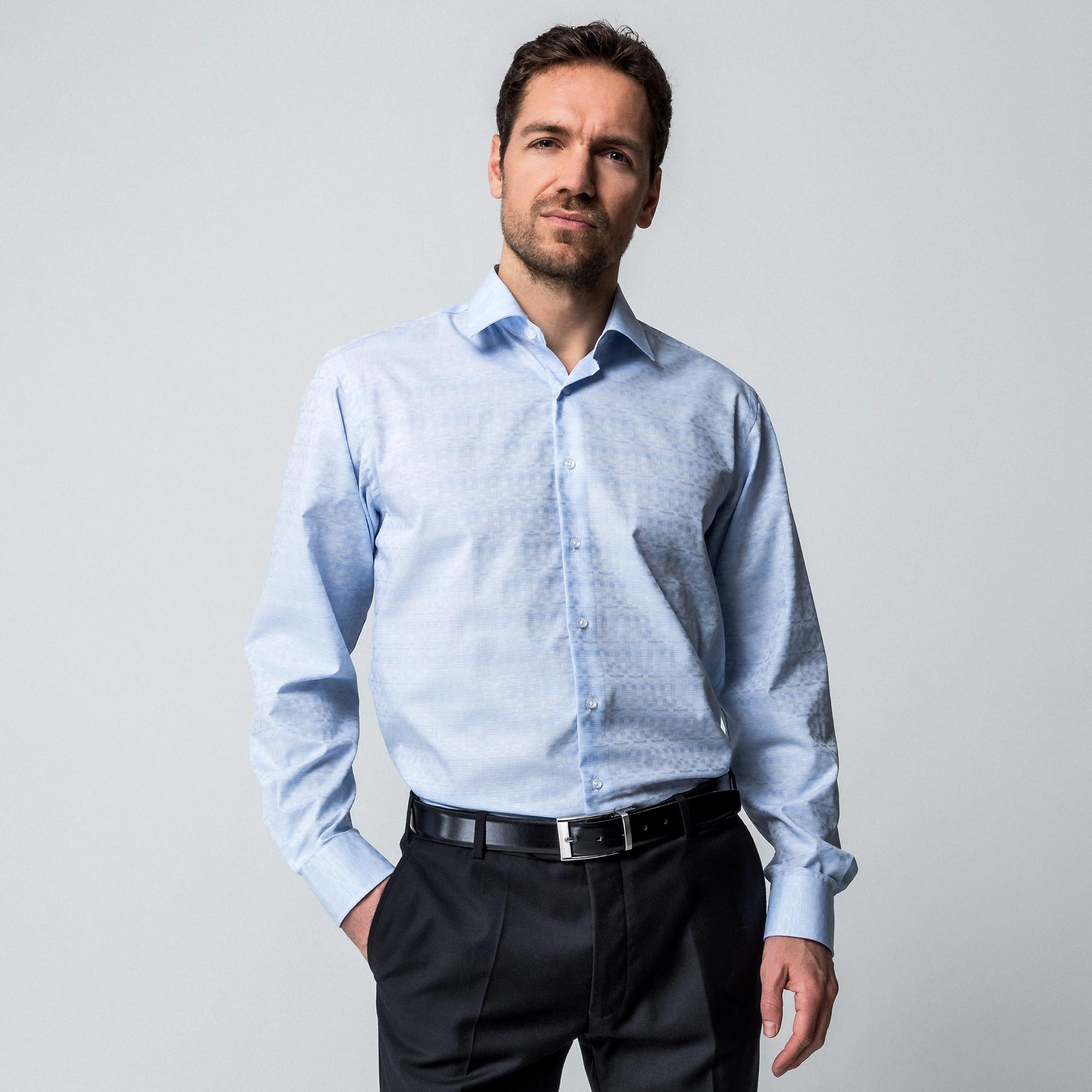 Manor Man Langarm Classic Fit Jacquard Hemd