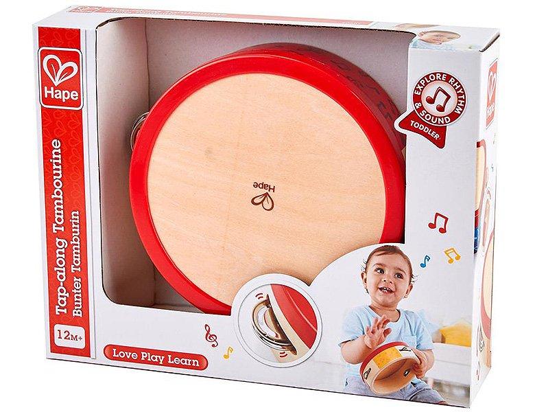 Hape Buntes Tamburin von | Holztamburin Trommel für Kinder, Musikinstrument für Kinder ab 12 Monaten