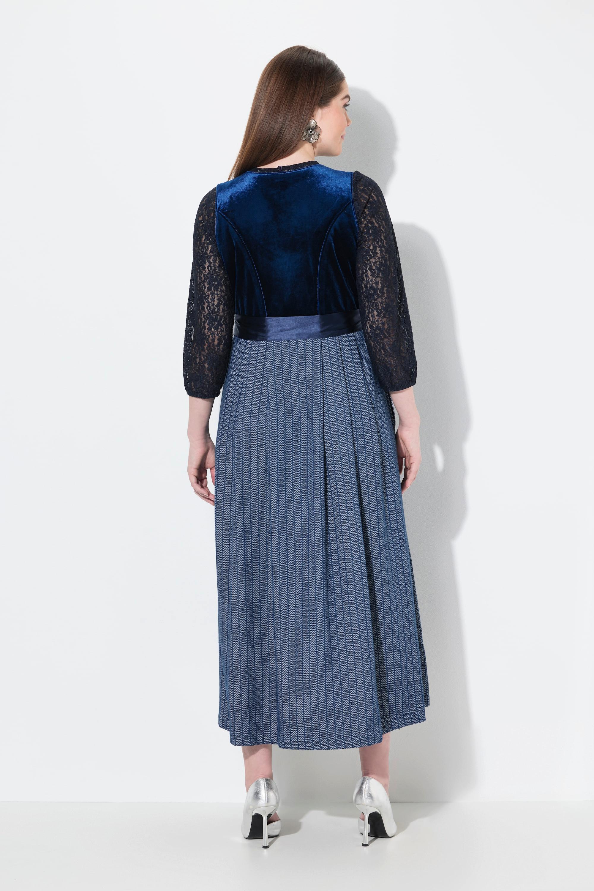 Ulla Popken Dirndl Stretch-Samt Carré-Ausschnitt Ärmellos
