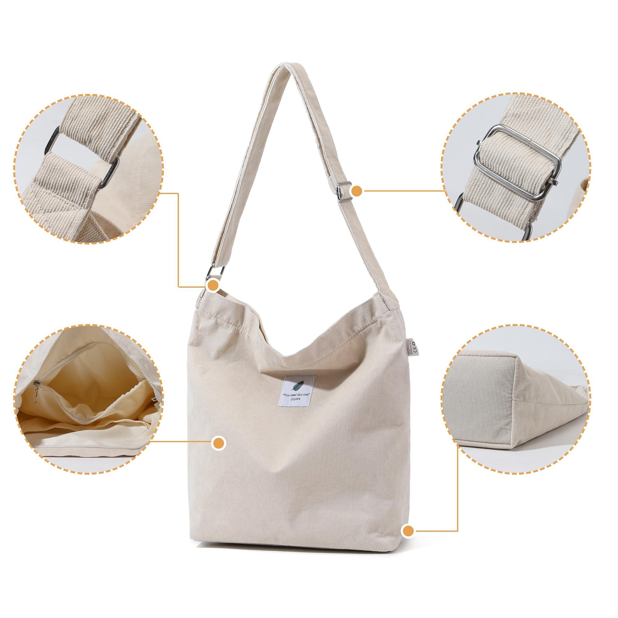 Only-bags.store Große Cord-Einkaufstasche für Universität Arbeit Schule Alltag