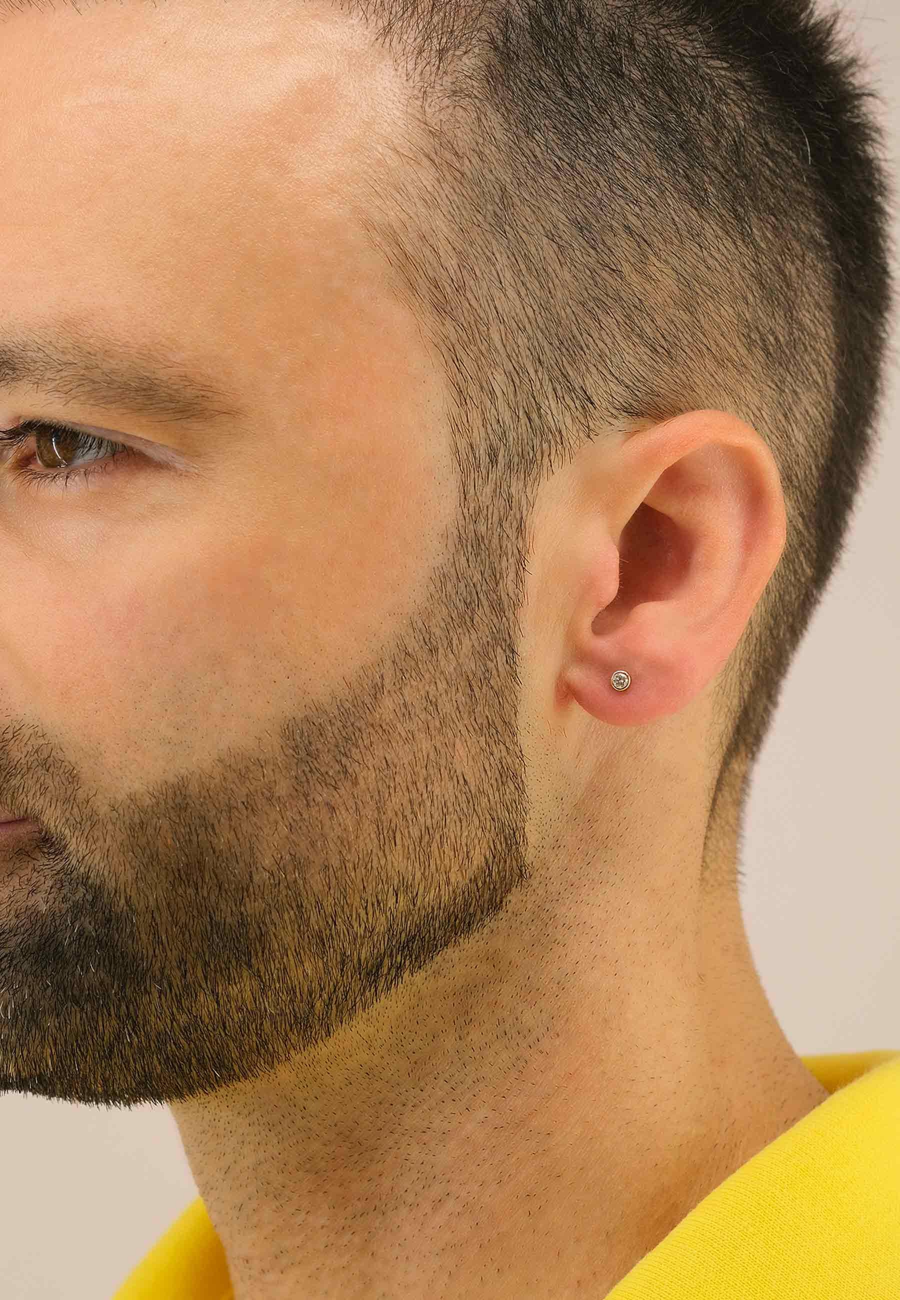 MUAU Schmuck Solitär Ohrstecker Zargen-Fassung Gelbgold 750 Brillanten 0.15ct. 5mm