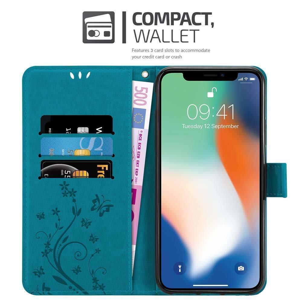 Cadorabo Hülle für Apple iPhone X / XS Blumen Design Magnetverschluss