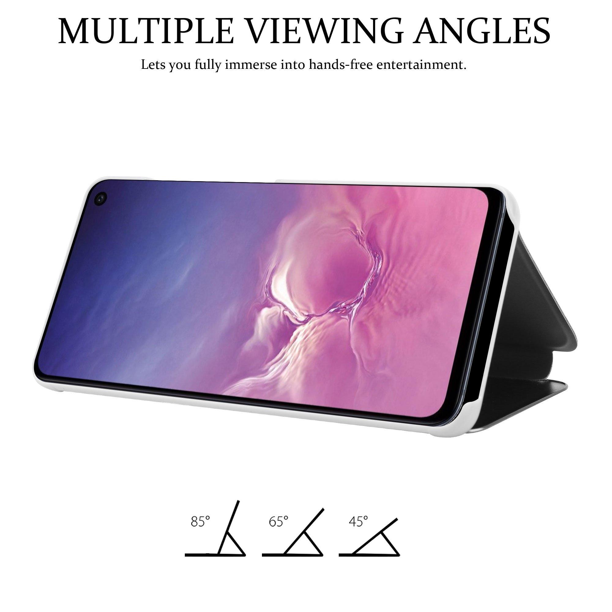 Cadorabo Hülle für Samsung Galaxy S10e in ACHAT SILBER - Clear View Spiegel Schutzhülle mit Standfunktion 360 Grad Schutz