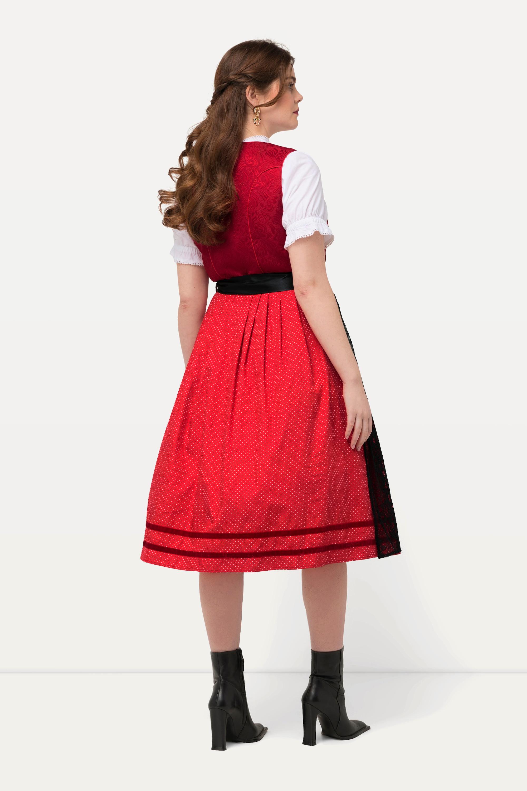 Ulla Popken Dirndl Spitzenschürze Carree Ausschnitt Ärmellos