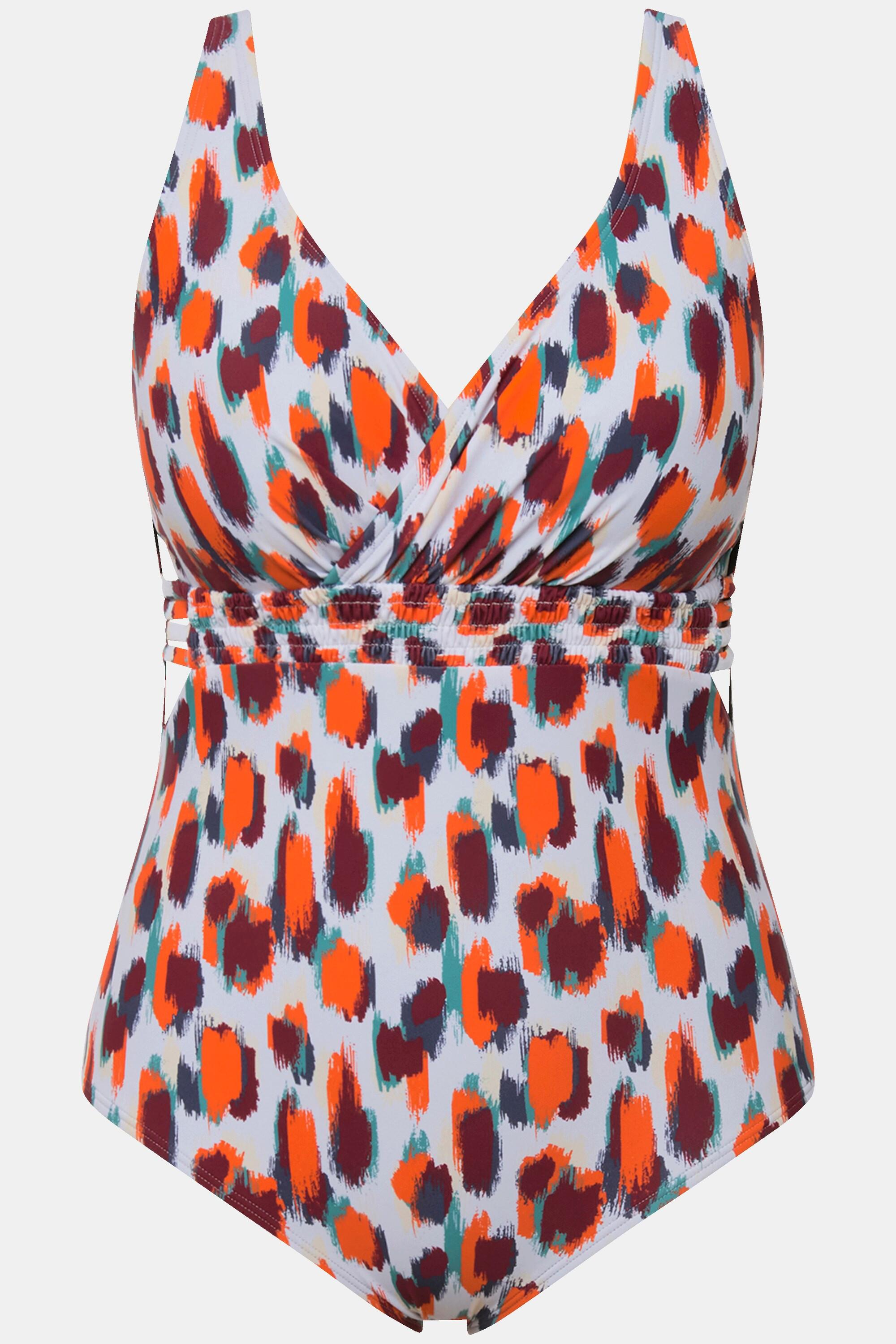 Ulla Popken Badeanzug, Fleckenmuster, herausnehmbare Softcups