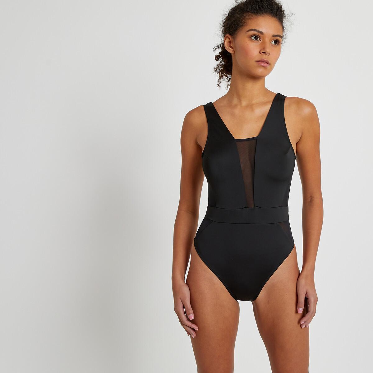 La Redoute Collections Badeanzug mit Mesh-Einsätzen