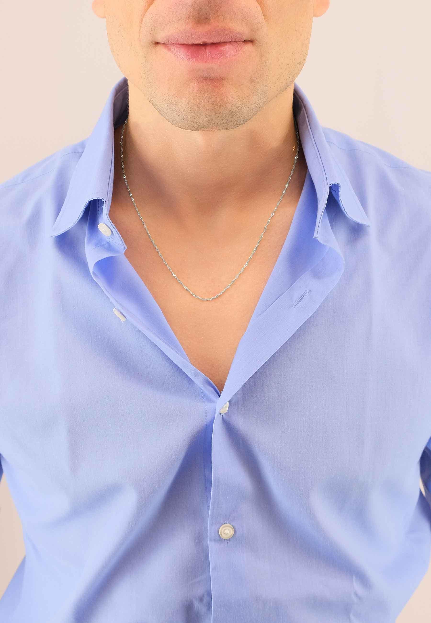 MUAU Schmuck Collier Singapur Weissgold 750, 1.5mm, 38cm