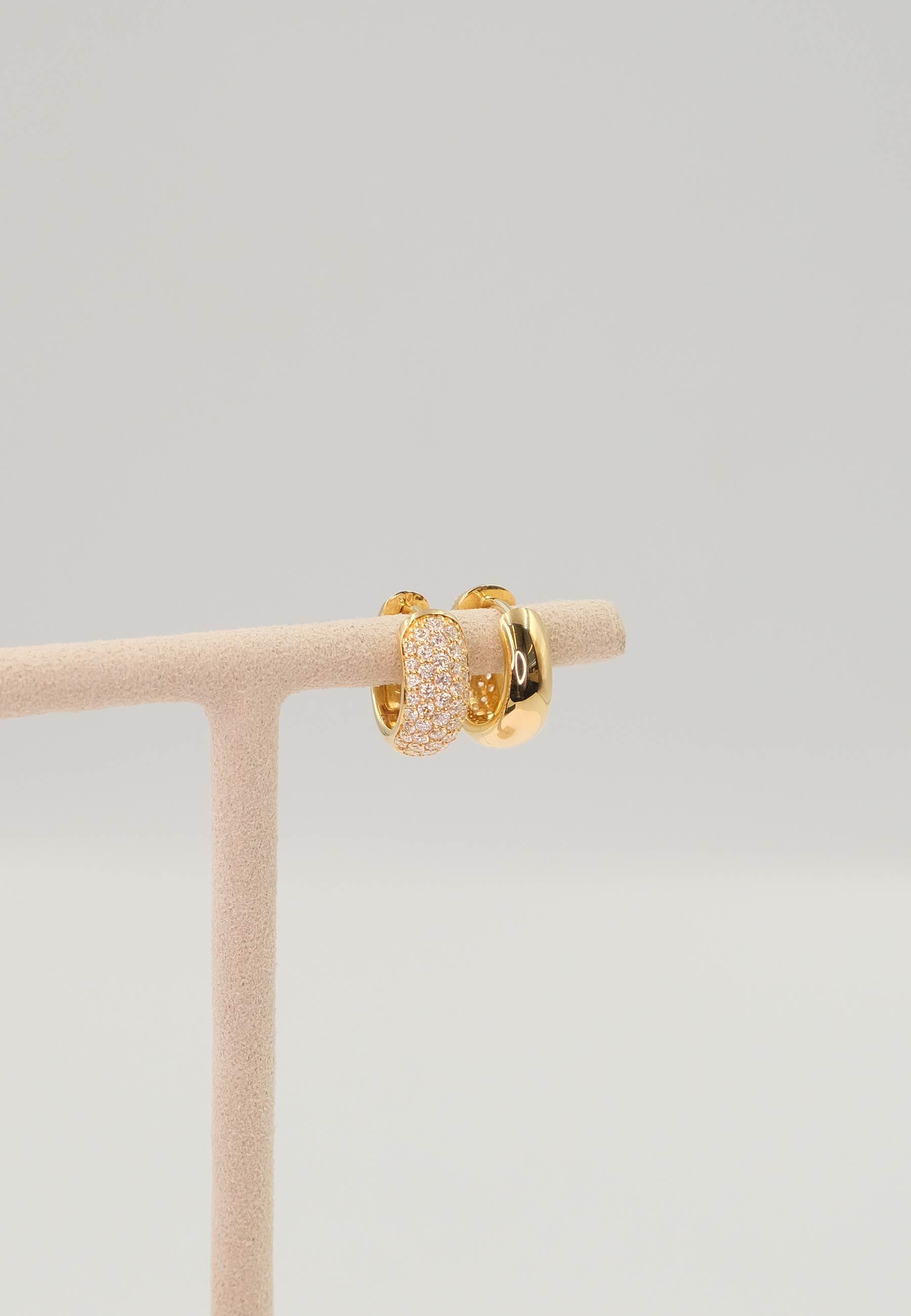 MUAU Schmuck Creolen Gelbgold 750 Brillanten 0.83ct. Scharnier 13.5x5.7mm