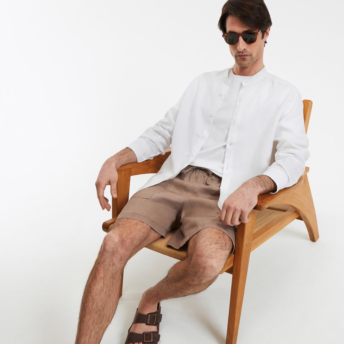 La Redoute Collections Signature Gerades Leinenhemd mit Stehkragen