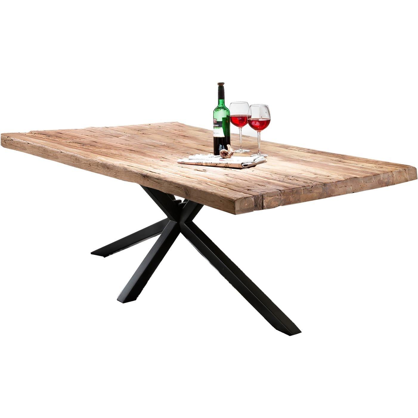 mutoni Massivholztisch 180x100 - Teak natur - Metall