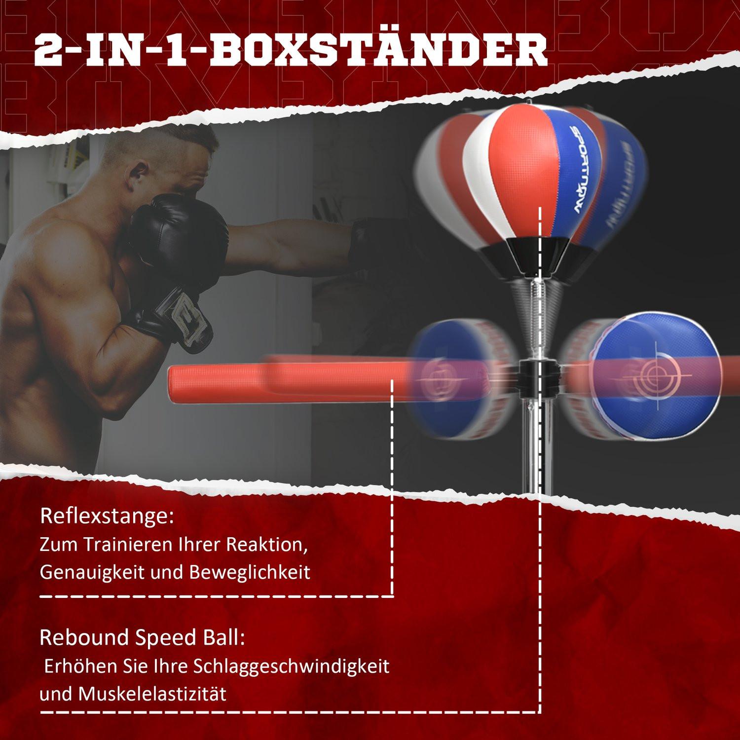 Northio Boxsack, Boxständer Mit Punchingball, Reflexstange, 1,63-2,05 M Höhenverstellbarer Standboxball Mit Pratze, Hdpe, Kunstleder