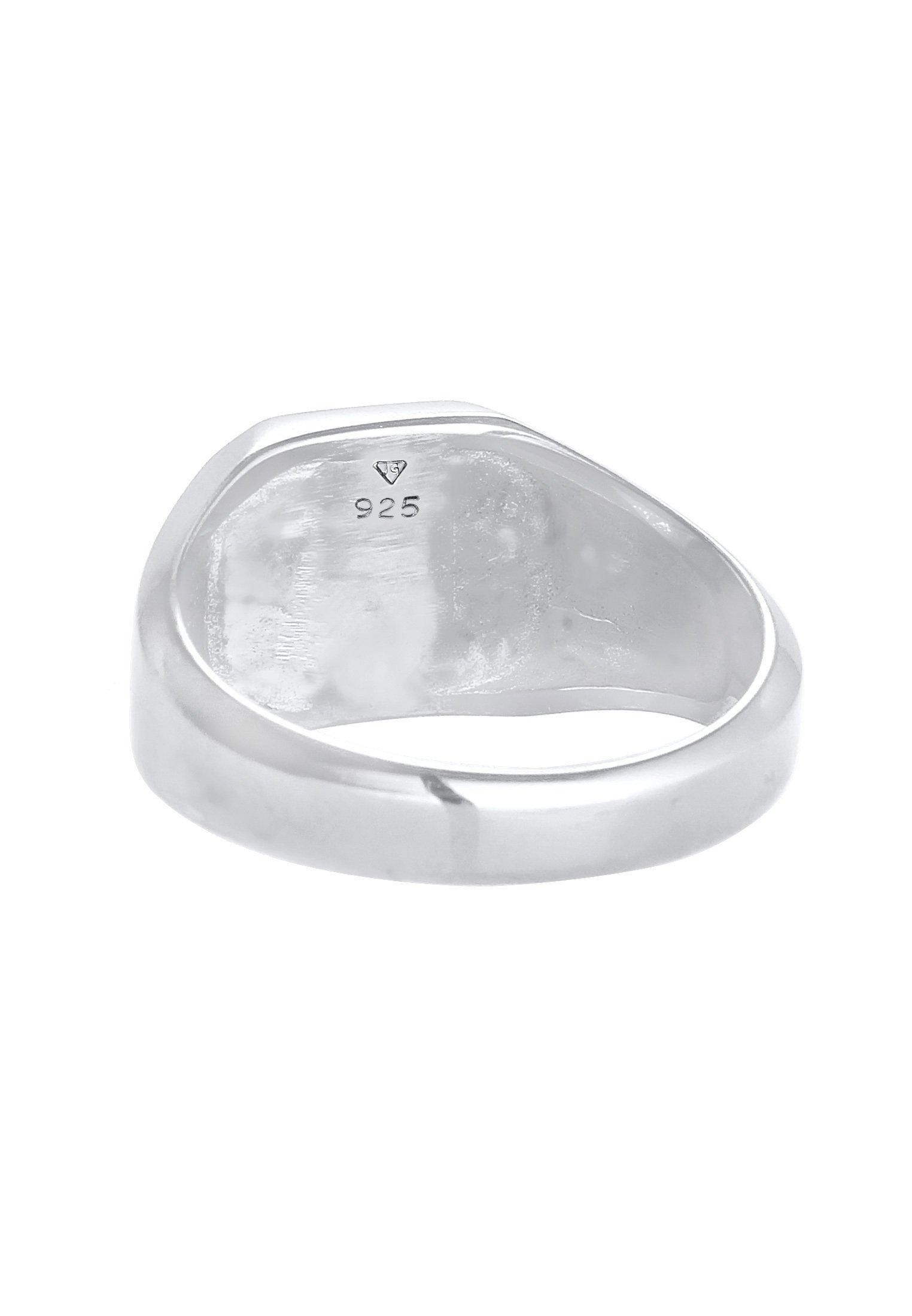 Kuzzoi Ring Siegelring Emaille Blau Basic 925 Silber