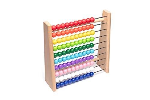 Activity-board Rechenrahmen aus Buche für Grundschüler / 100 Holzrechenbrett / bunte Kugeln mit Aufgaben