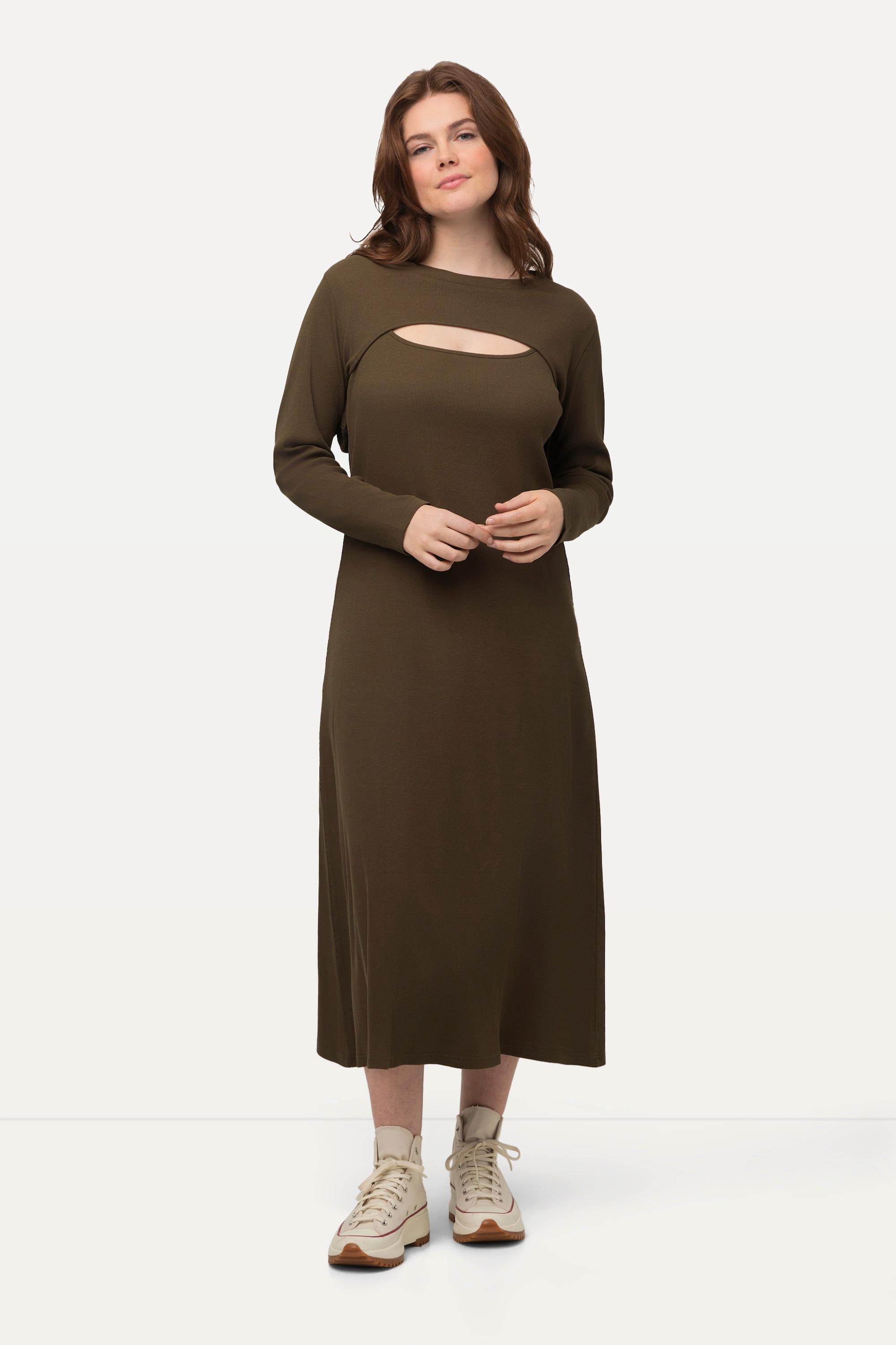 Ulla Popken Midikleid mit Bolero-Shirt und Carree-Ausschnitt