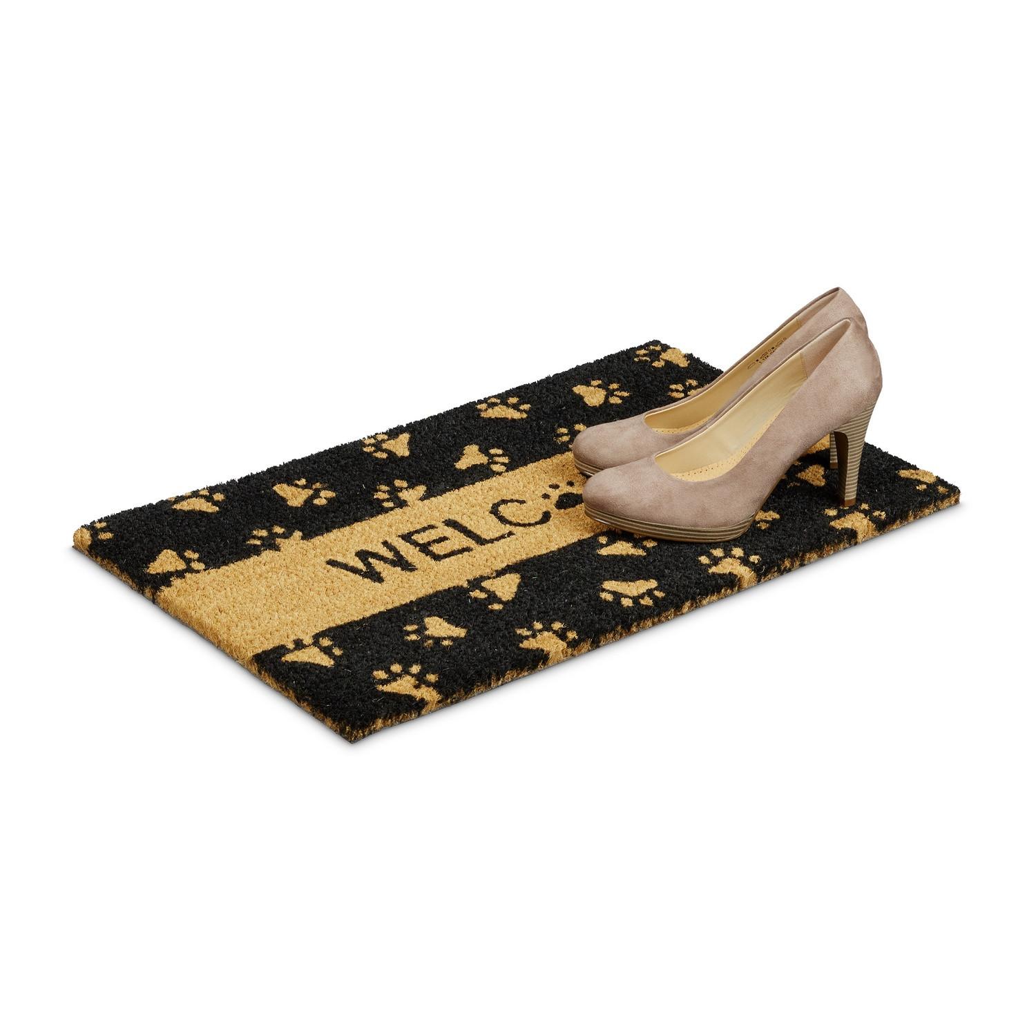 B2X Fußmatte Kokosfaser Pfoten WILLKOMMEN