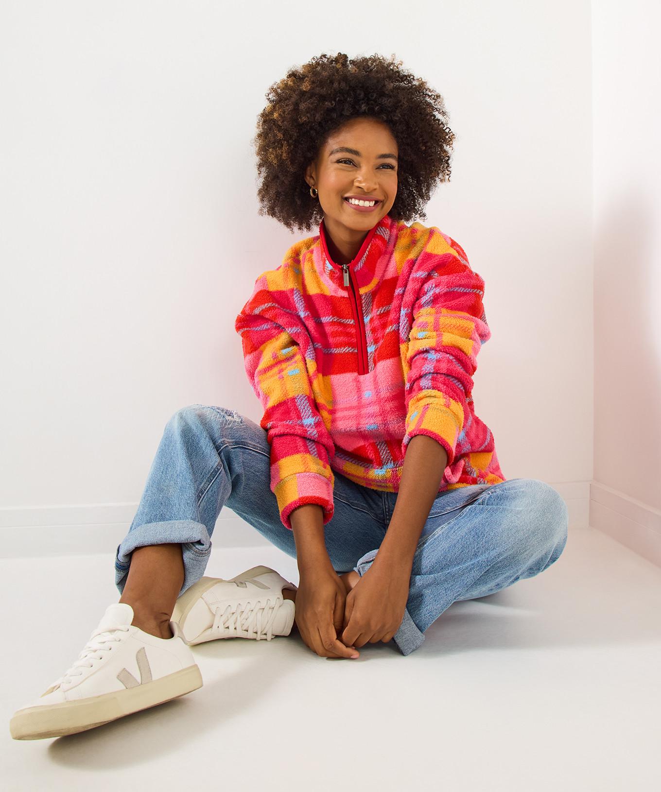 Joe Browns Fleece mit Karomuster und halbem Reißverschluss