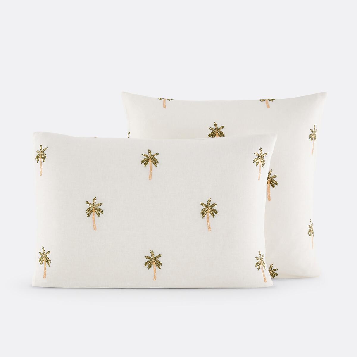 La Redoute Intérieurs Kissenbezug Ravenel aus Baumwolle/gewaschenem Leinen mit Stickerei