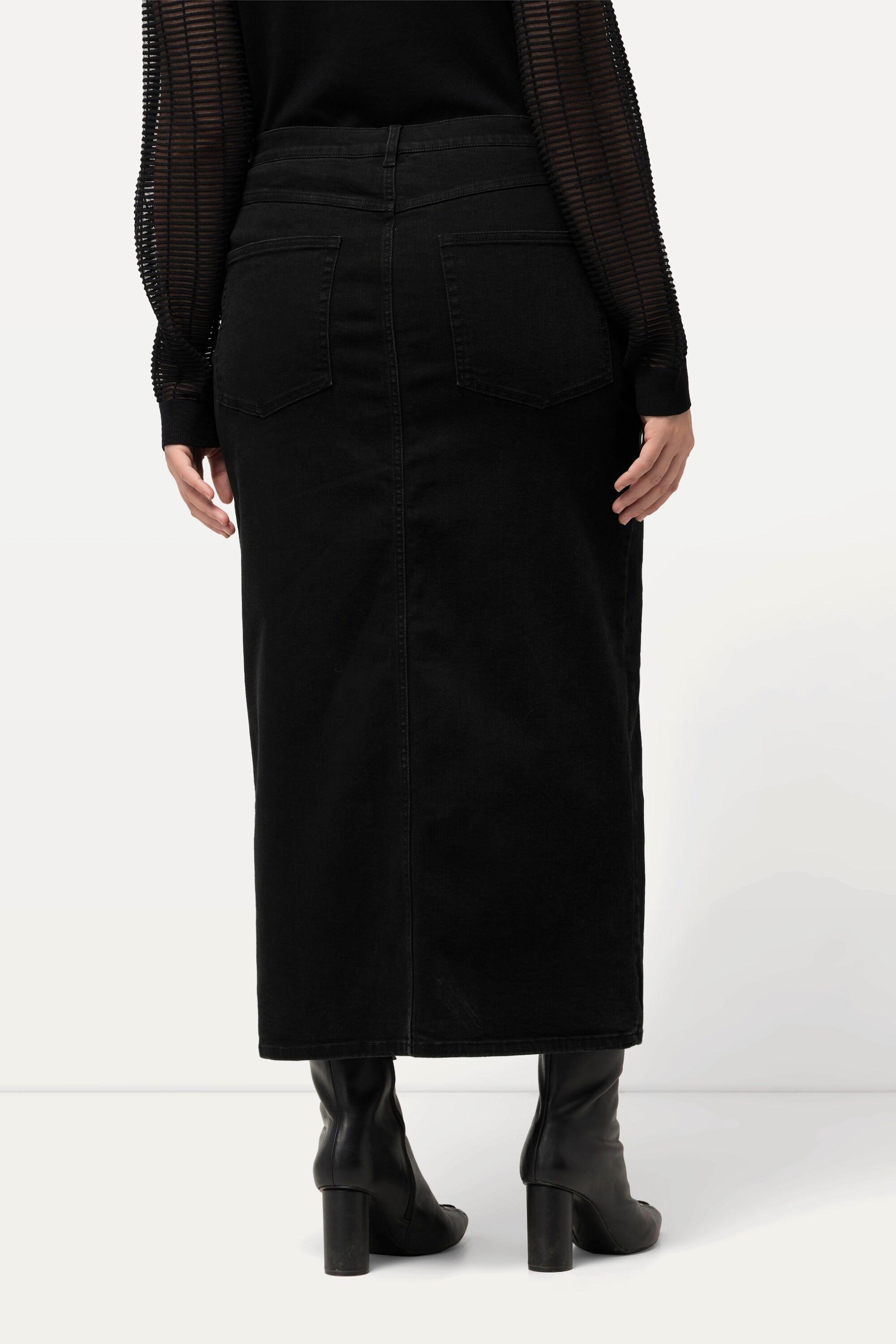 Ulla Popken Jeans-Midirock, Saumschlitz, Komfortbund