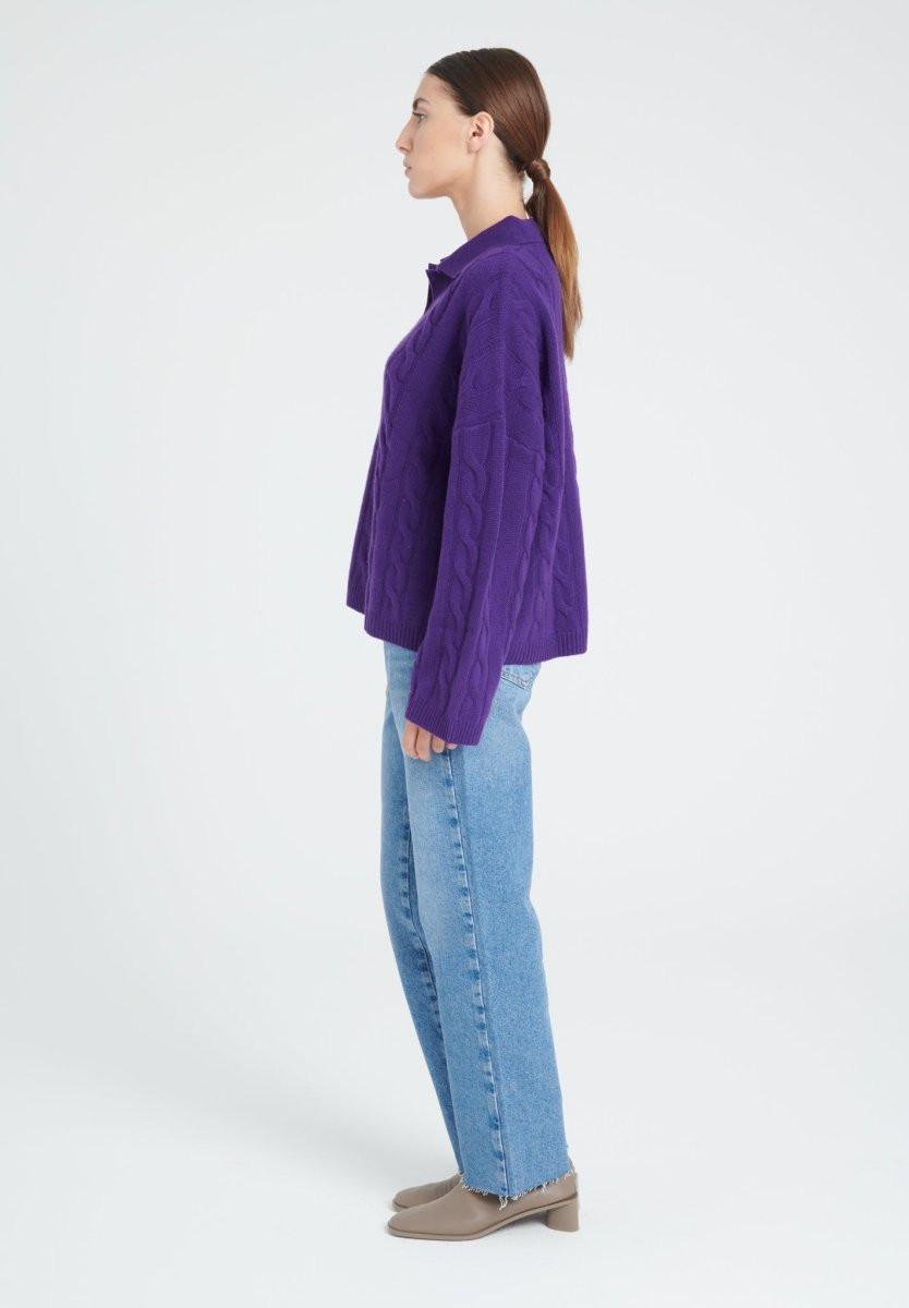 Studio Cashmere8 ZAYA 5 Polohemd mit gedrehtem Maschenbild 6 Fäden