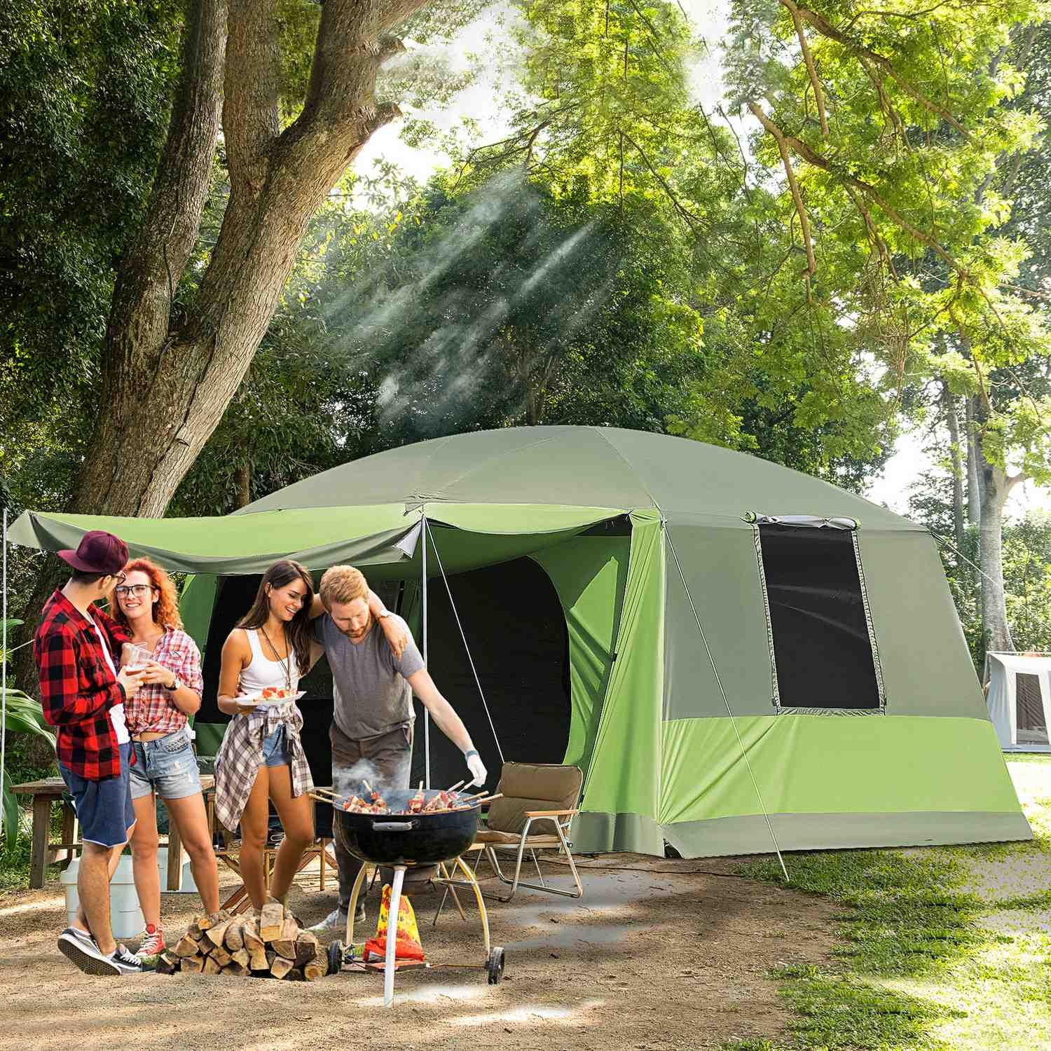 Northio Campingzelt Kuppelzelt Familienzelt 2 Schlafkabinen 4-8 Personen L405 X B305 X H225Cm