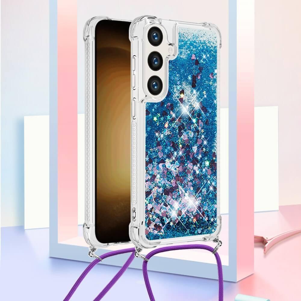 Cover-Discount Galaxy S24+ - Glitzer Hülle mit Umhängeband