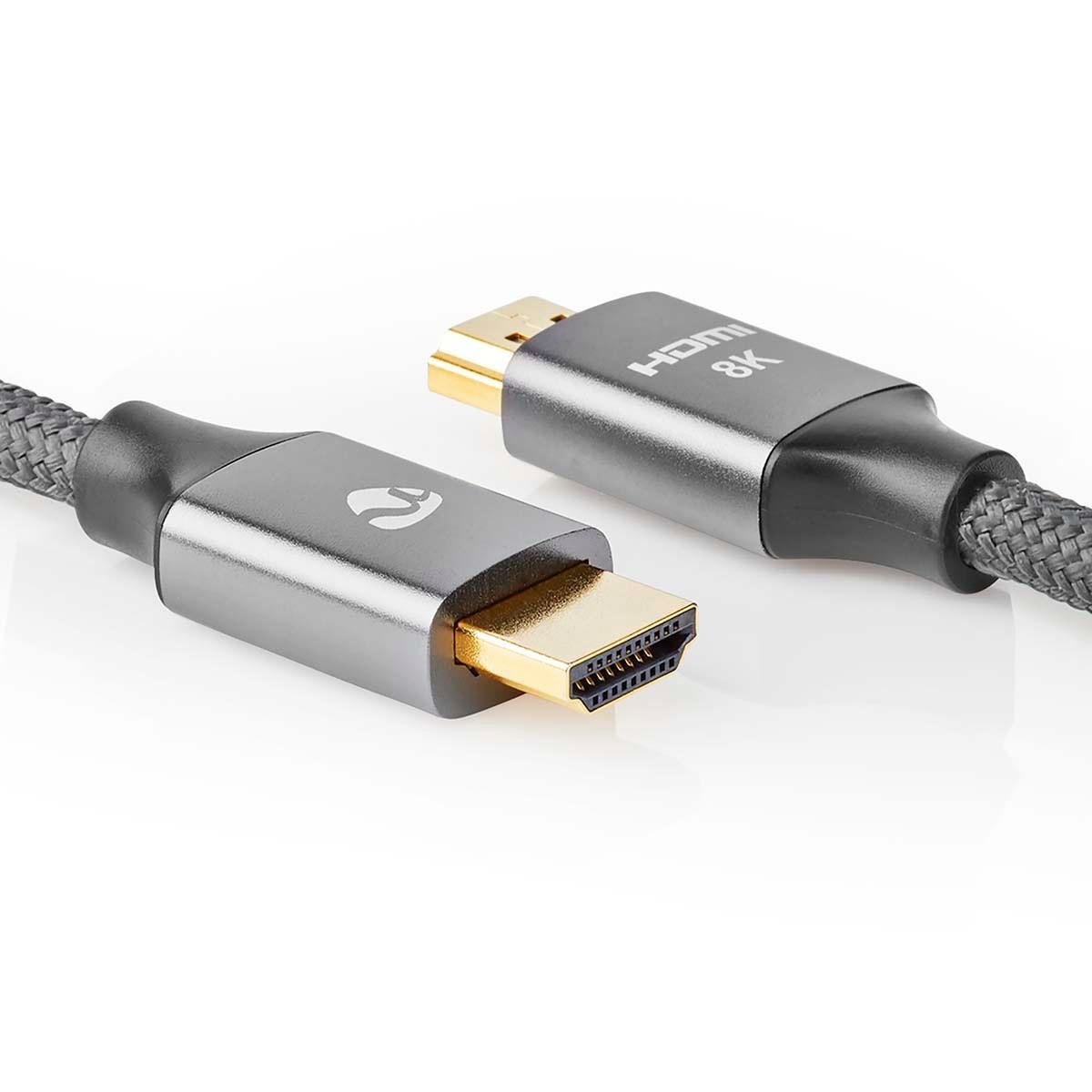 Nedis Ultra High Speed HDMI™ Kabel | HDMI™ Stecker | HDMI™ Stecker | 8K@60Hz | 48 Gbps | 3,00 m | Rund | 6,7 mm | Grau mit Metall | Schlösser