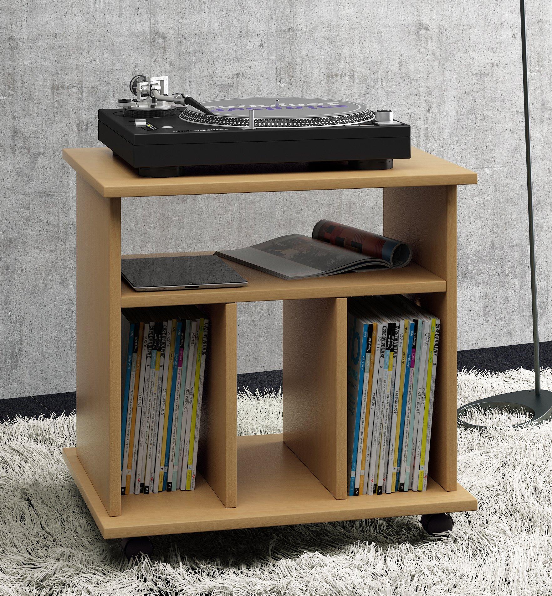 VCM Holz Media-Regal | Regal mit Rollen | Maße: H. 59 x B. 60 x T. 45 cm - Retal