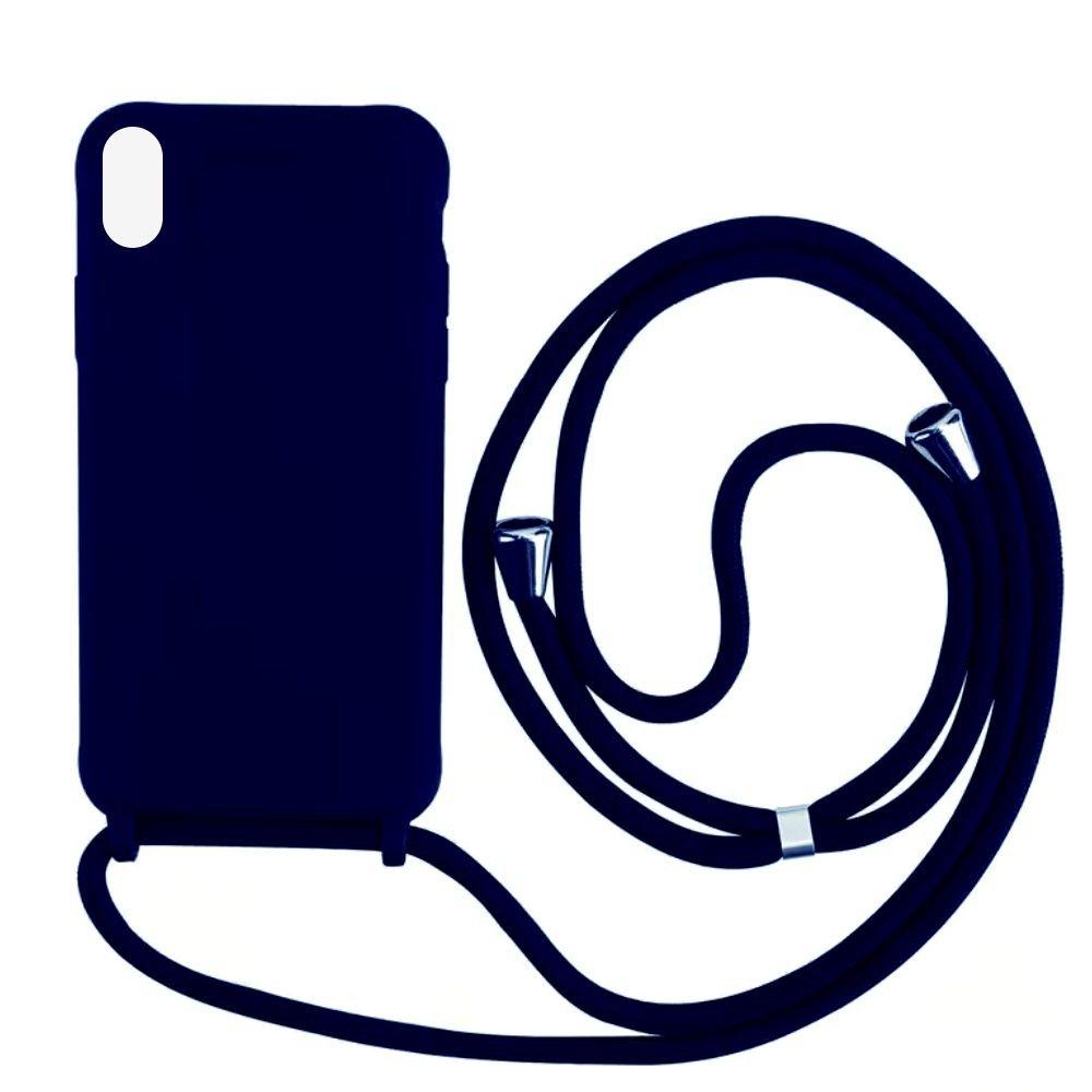 mobileup Silikon Case mit Kordel iPhone X XS - Dark Blue