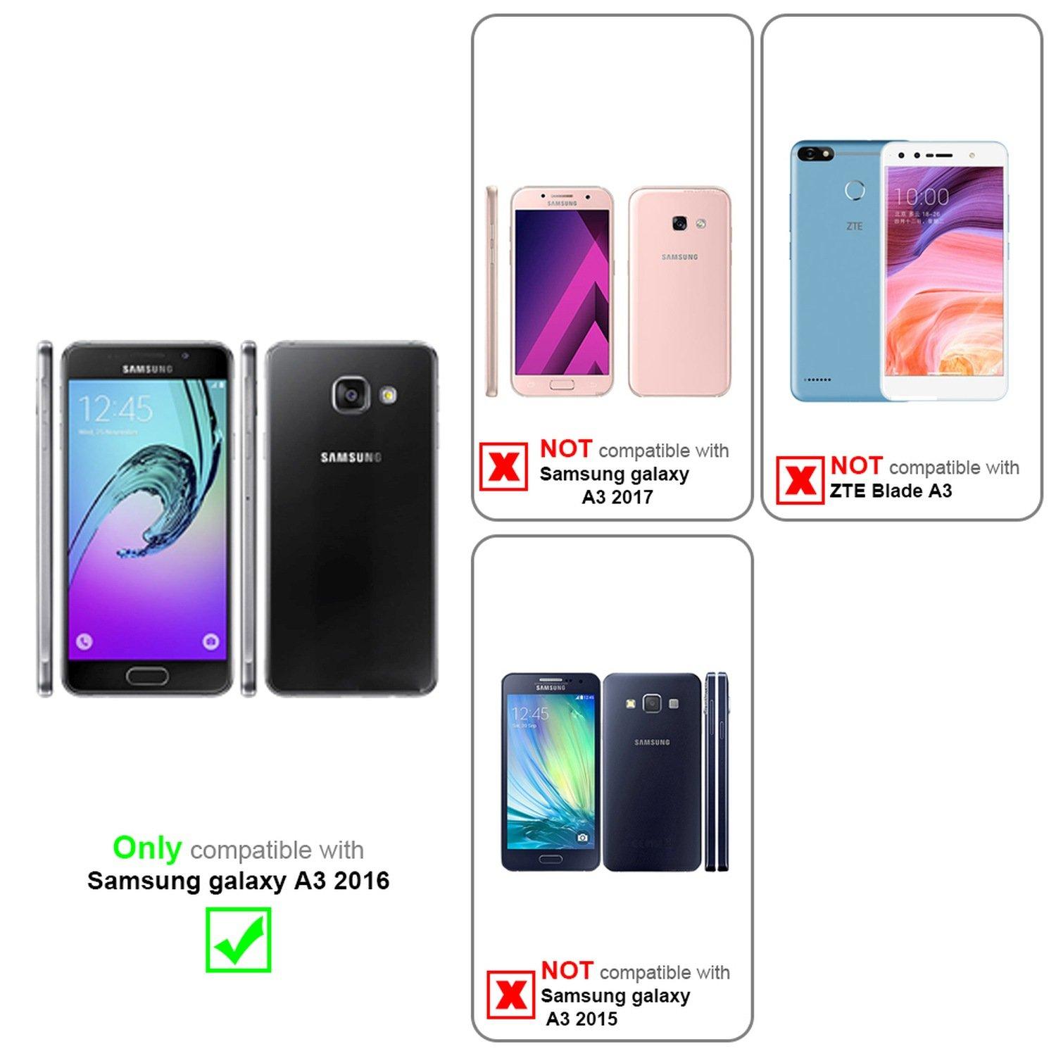 Cadorabo Hülle für Samsung Galaxy A3 2016 Magnetverschluss, 2 Sichtfenstern