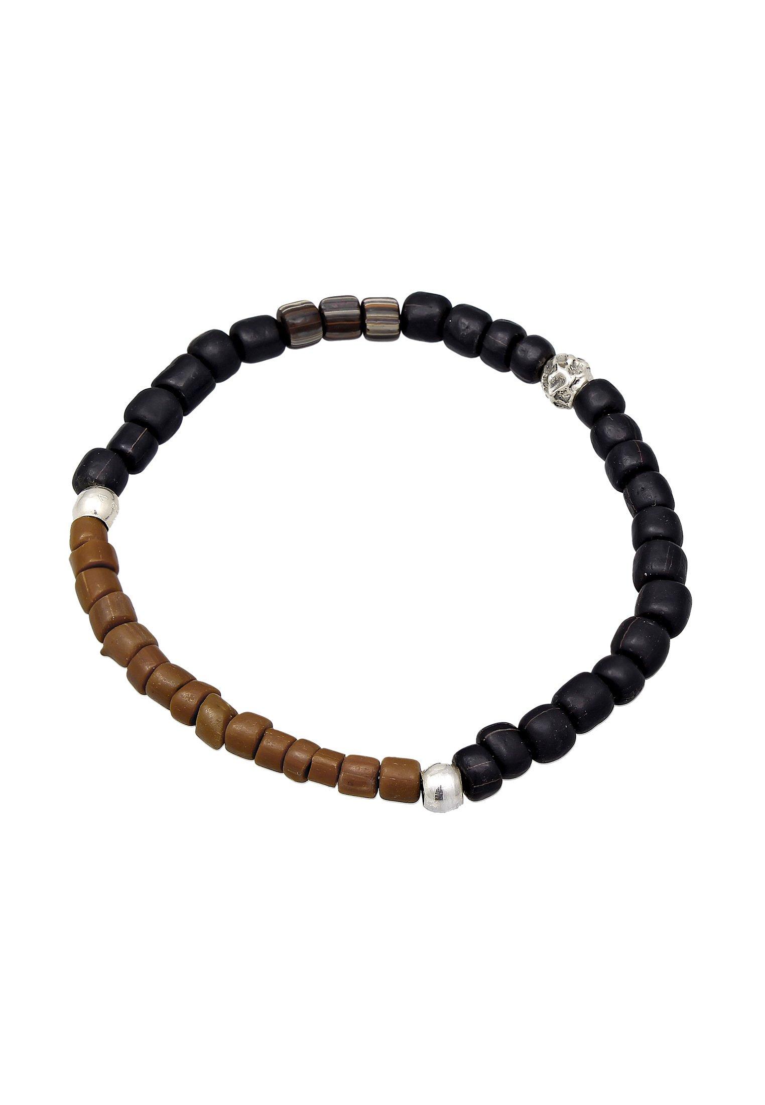 Kuzzoi Armband Glas Beads Schwarz-Blau 925 Silber