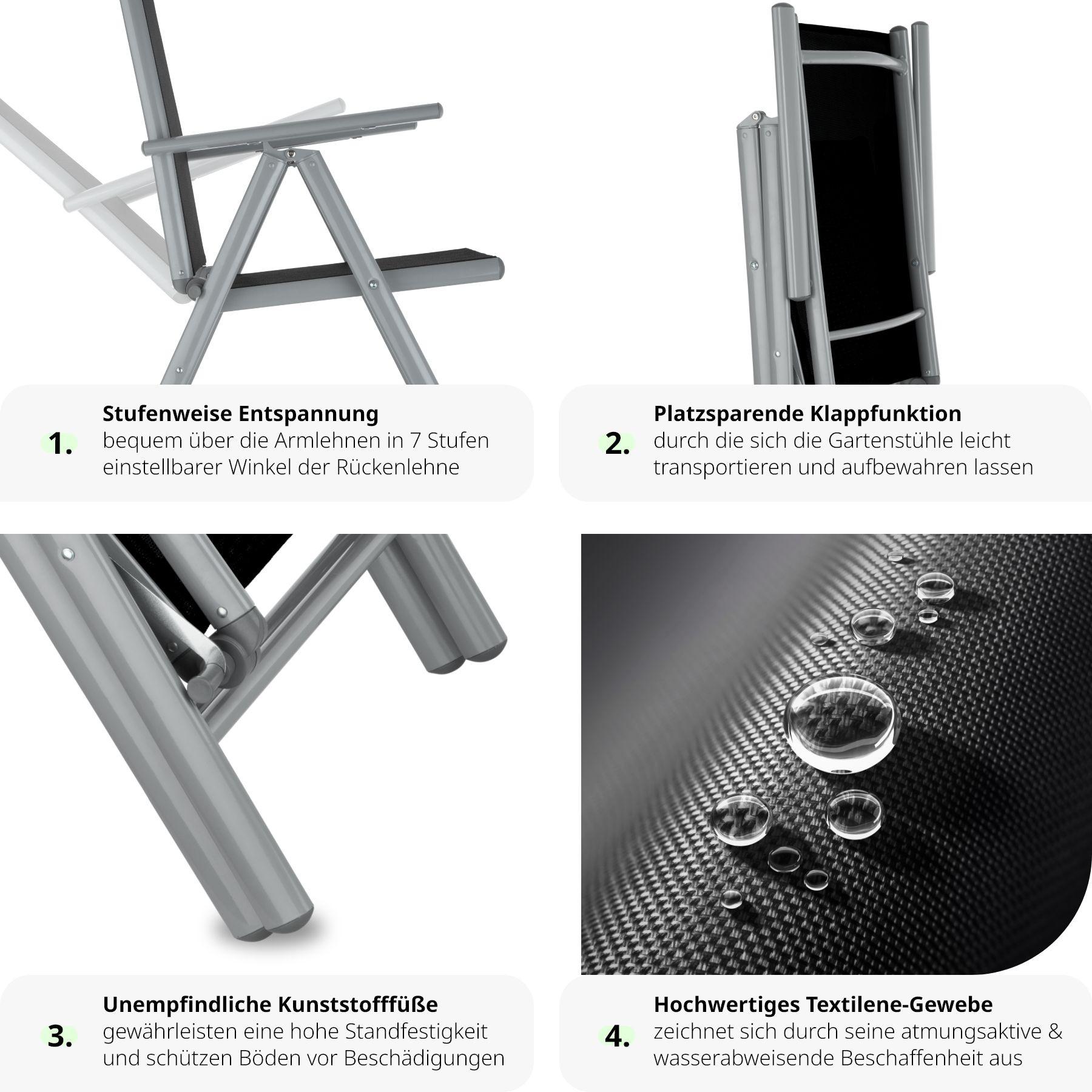 Tectake 4 Aluminium Gartenstühle