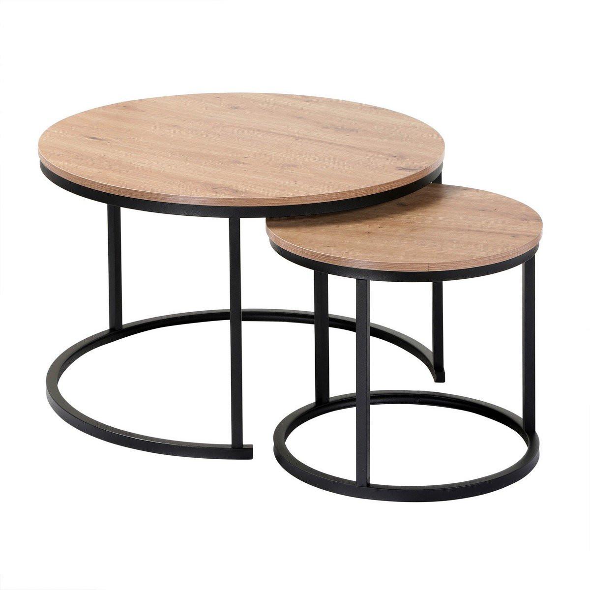Calicosy Set aus 2 stapelbaren runden Beistelltischen - L70 cm