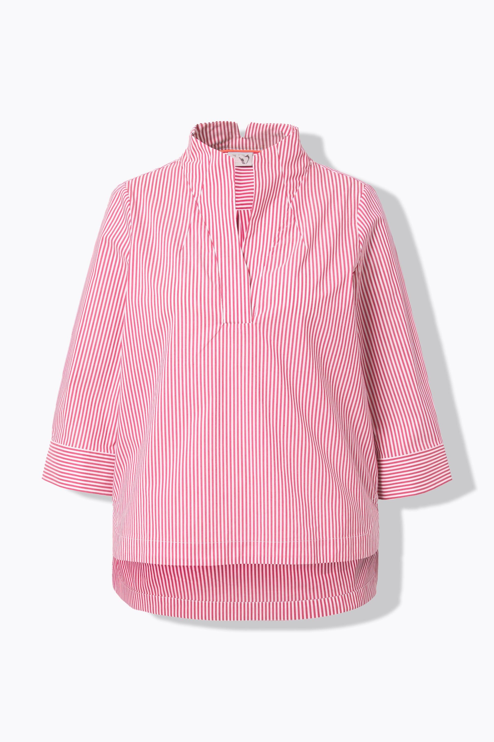 Ulla Popken Tunika, Streifen, Kelchkragen, hinten länger, 3/4-Arm
