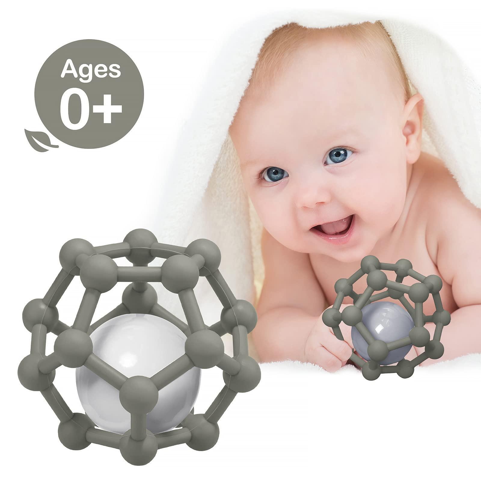 Activity-board Babyrassel-Beißring für Babys zum Greifen und Kauen, weicher sensorischer Beißring aus Silikon