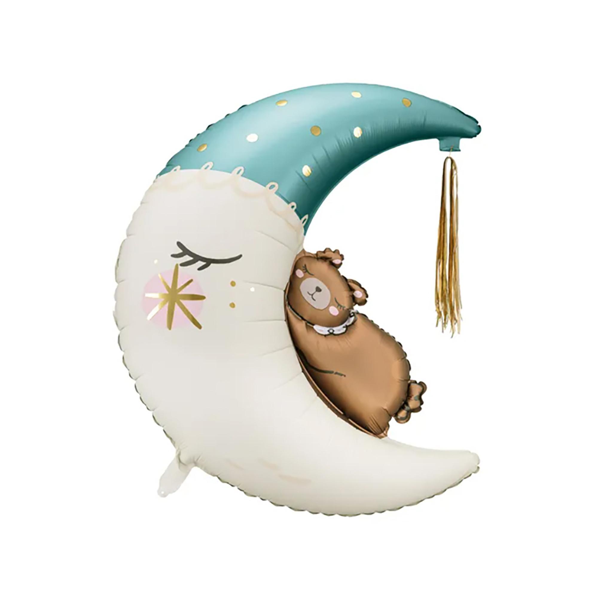 PartyDeco Folienballon Mond blau