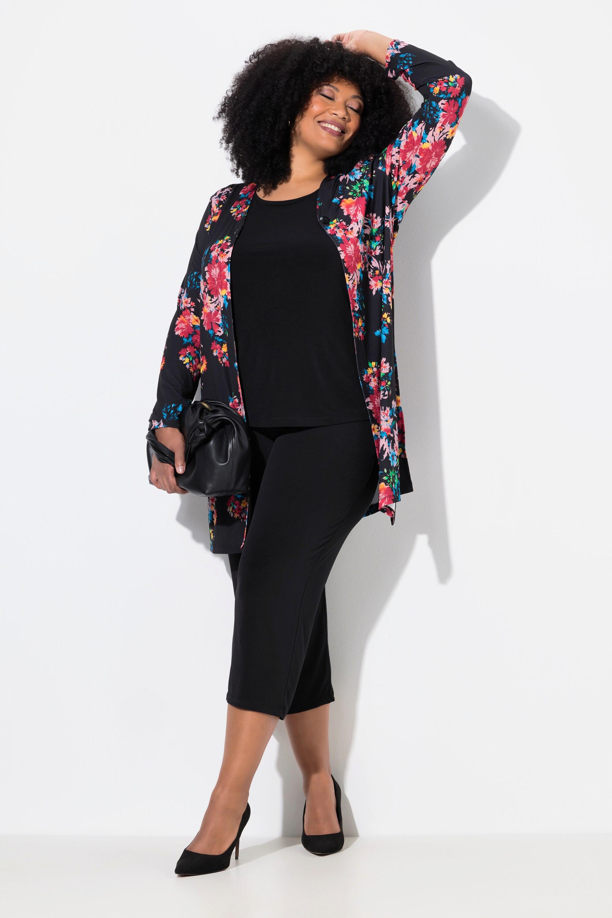 Ulla Popken Jerseyjacke, A-Linie, V-Ausschnitt, Langarm