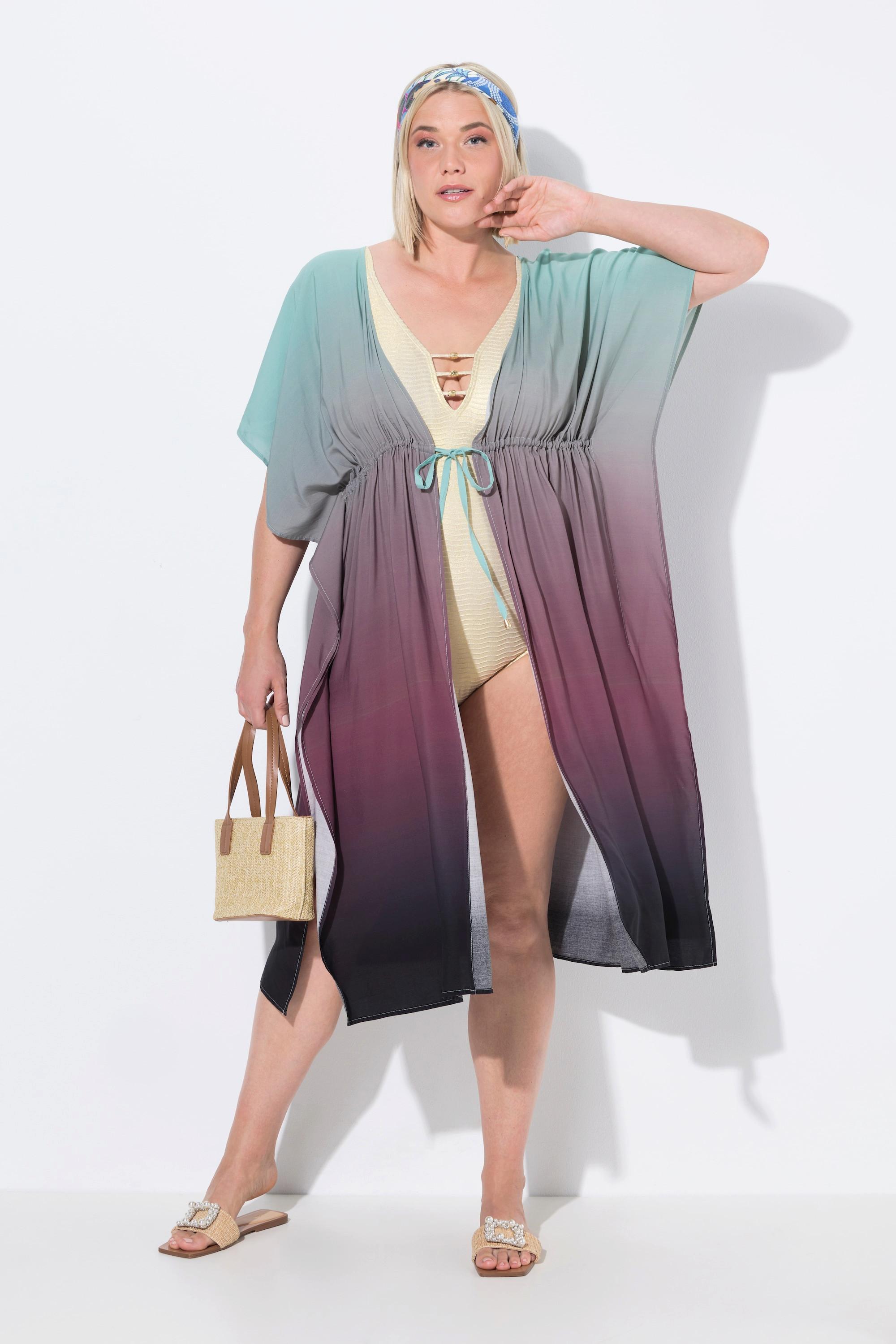 Ulla Popken Kaftan Farbverlauf Palmen V-Ausschnitt Halbarm