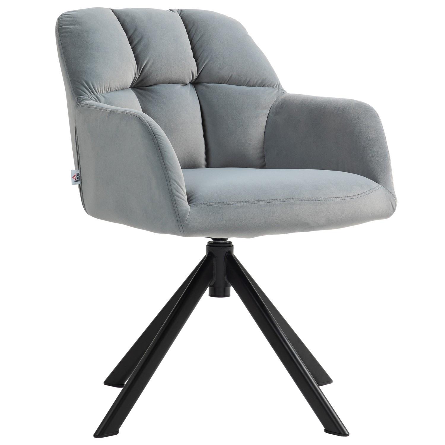 Northio Sessel Drehbarer Loungesessel mit Samtoptik, Armlehne, Drehsessel mit Metallbeine, für Schlafzimmer, Wohnzimmer, Grau