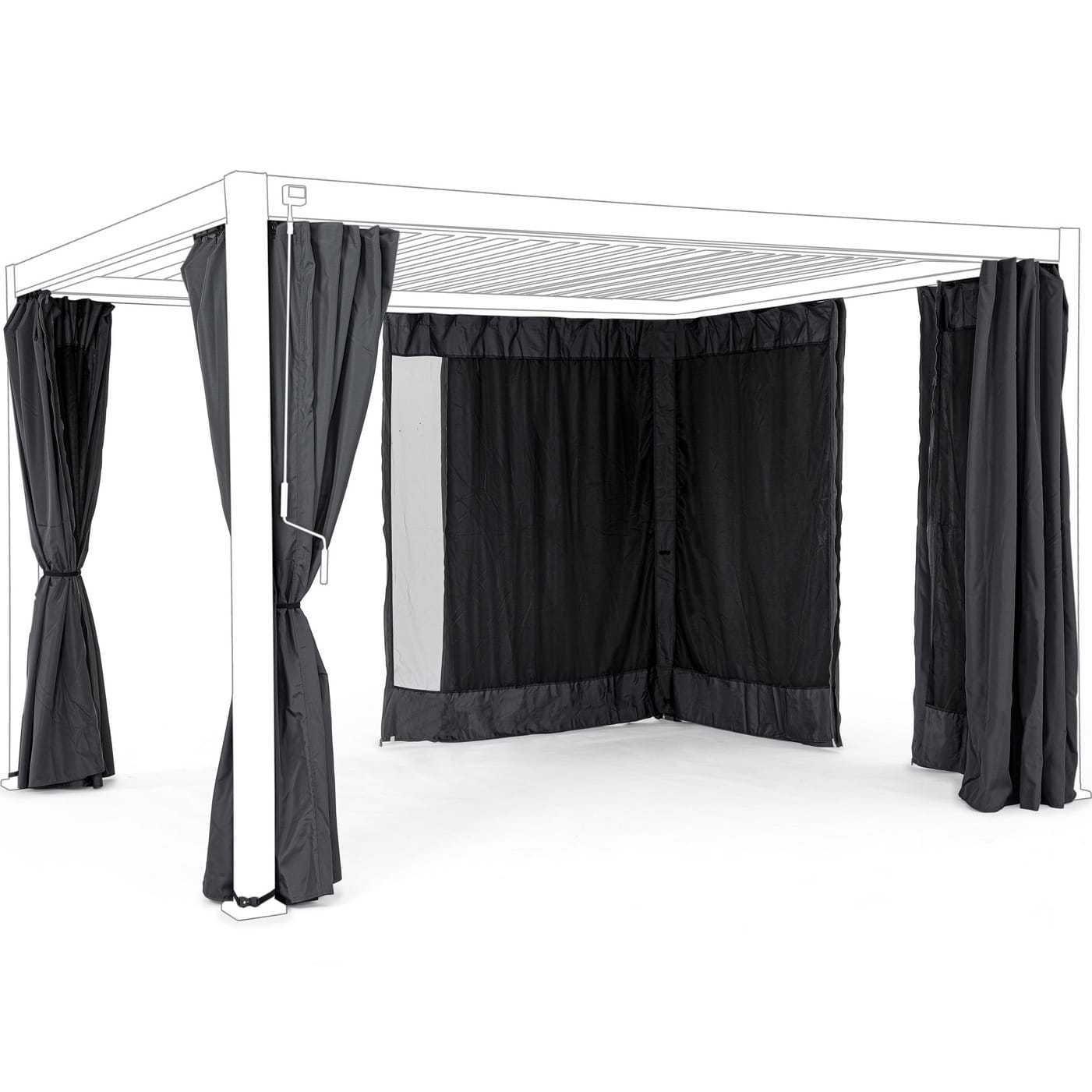 mutoni Vorhänge-Netz für Pavillon Ocean anthrazit 300x400 (4er-Set)