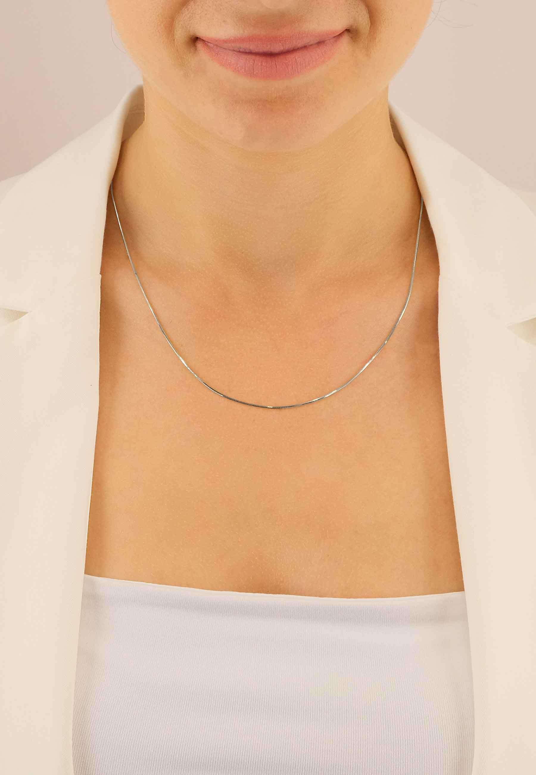 MUAU Schmuck Collier Schlange Weissgold 750, 0.8mm, 45cm