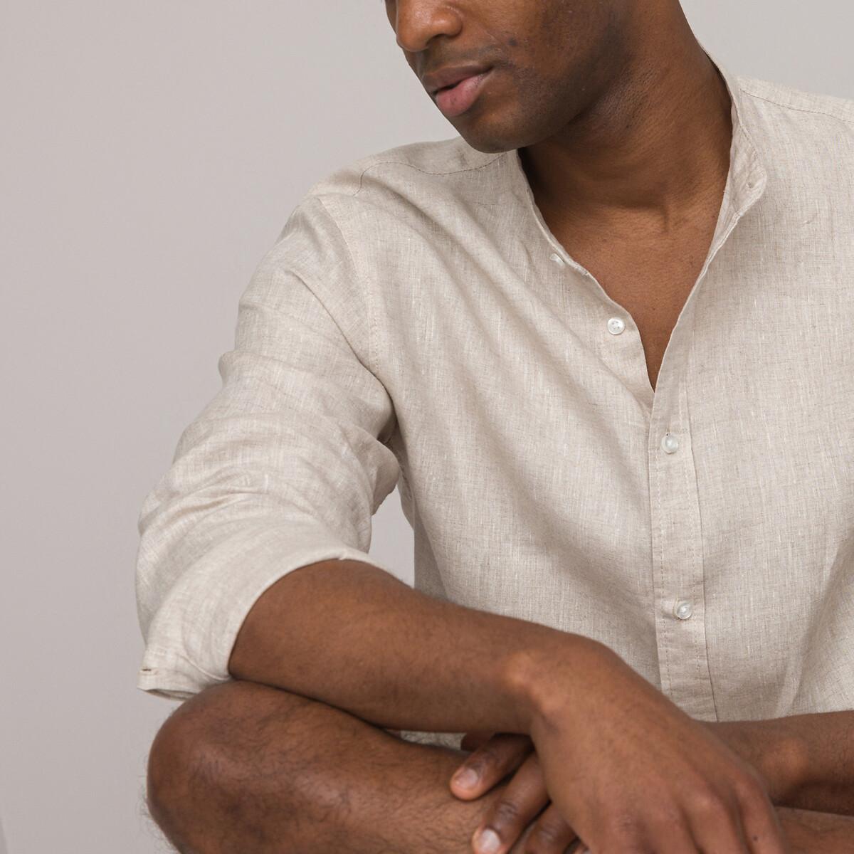 La Redoute Collections Signature Gerades Leinenhemd mit Stehkragen