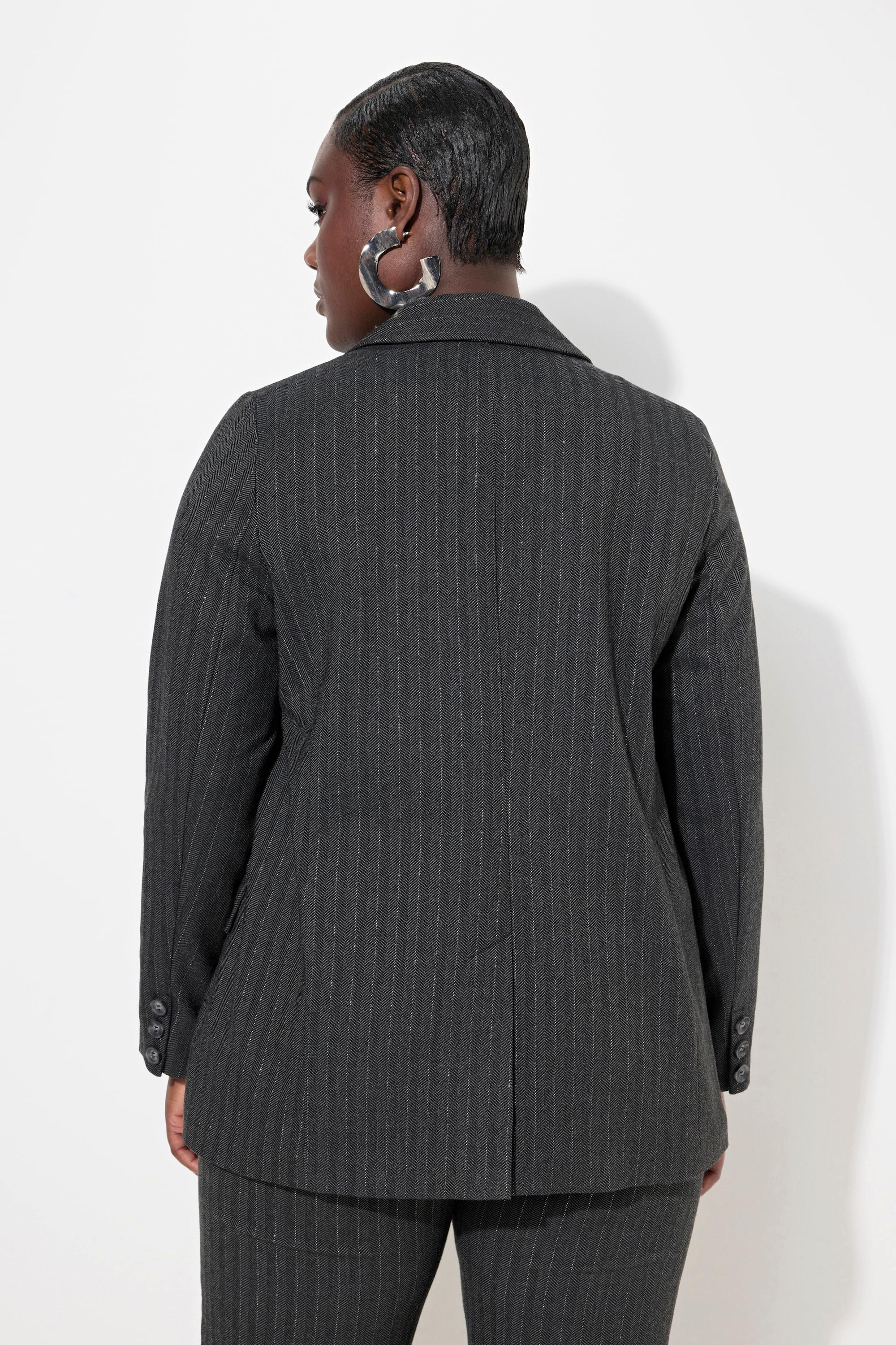 Ulla Popken Blazer, Fischgratmuster, Lurex, Reverskragen, Rückenschlitz