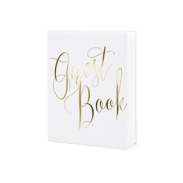 PartyDeco Gästebuch Guest Book 20 x 24.5 cm, Weiss/Gold