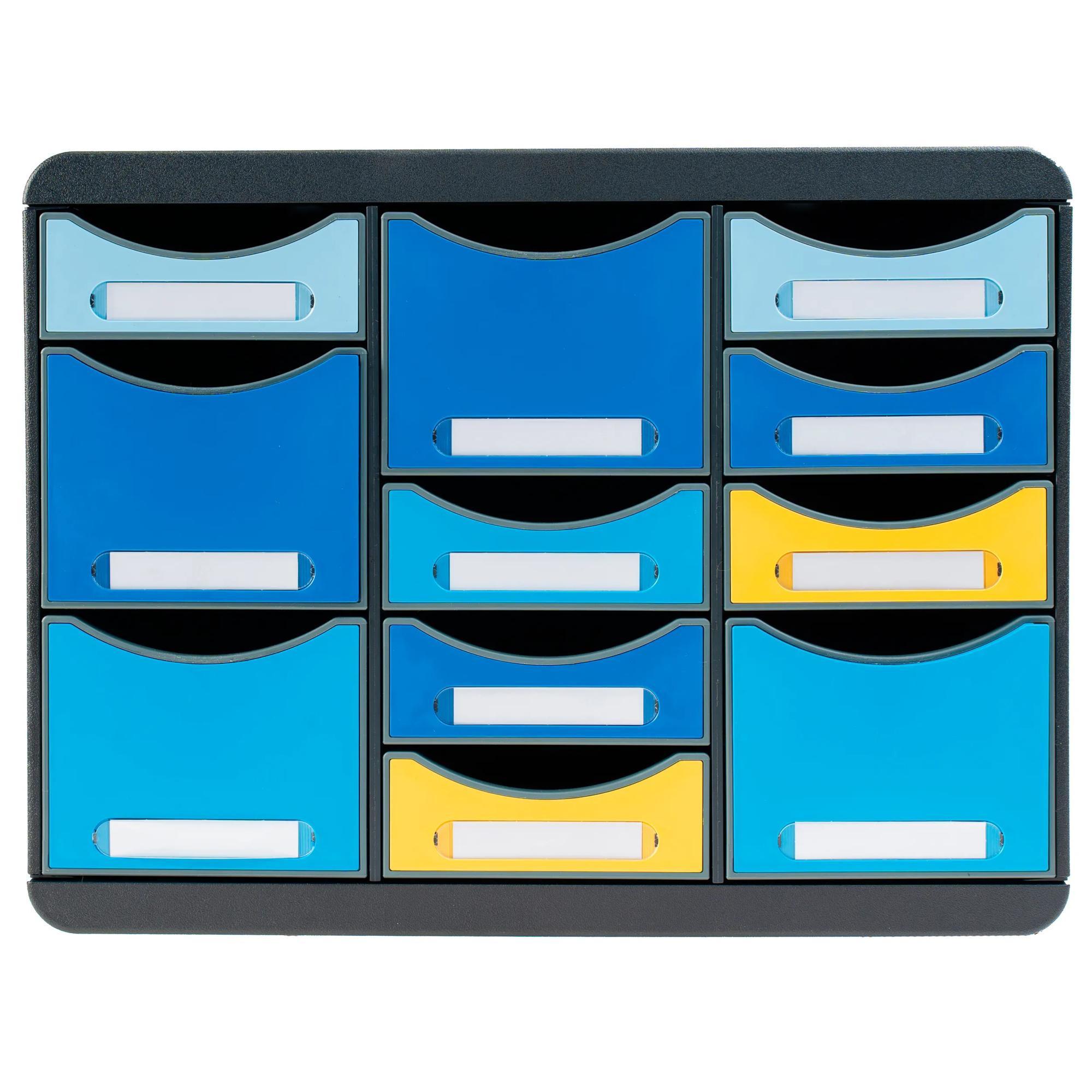 Exacompta Schubladenbox STORE BOX MULTI, 11 offene Schubladen, Bee Blue